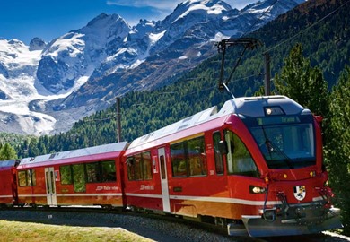Bernina Express arriving in Tirano
